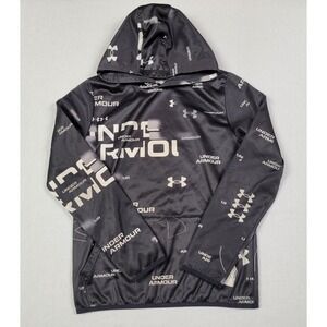 Under Armour Youth Armour Fleece Printed Hoodie Sweatshirt Black Boy's Size L